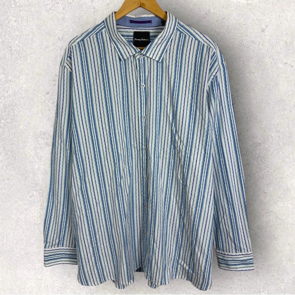 Tommy Bahama Striped Long Sleeve Shirt Button Down Collared Mens Size 3XL Point